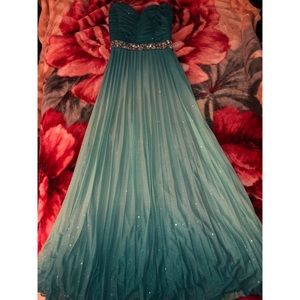 Floor length, Aqua-Teal Gradient formal dress